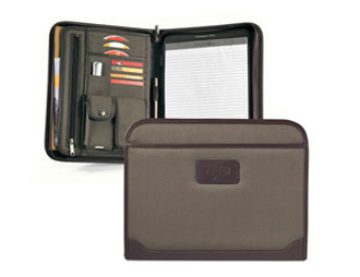 Fabric Portfolios with Leather Trim